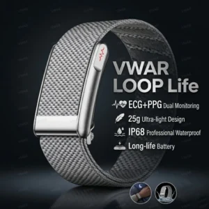Pulseira Inteligente VWAR Loop Life Fitness Tracker ECG+PPG SpO2, Monitor de Frequência Cardíaca e Pressão Arterial, Pedômetro