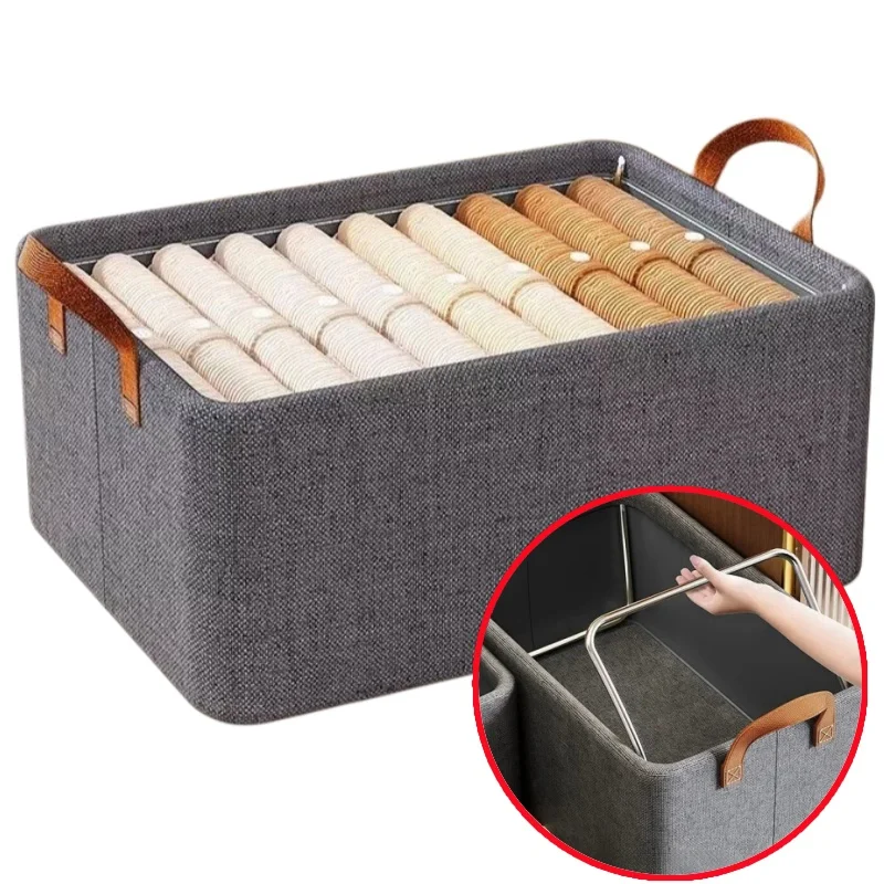 Organizador Guarda Roupa Resistente 25L Suporte de Aço Placa de Fundo Rígida Com Alças Dobrável