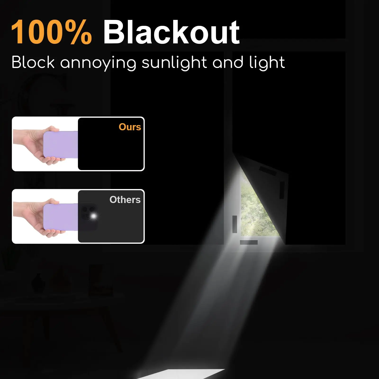 Cortina Blackout 95-98% DIY Portátil para Viagem, Película Removível para Janela com Bloqueio Total, Tecido Autoadesivo para Sombreamento de Janelas - Imagem 3