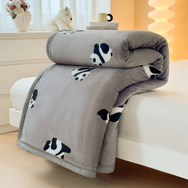 Cobertor de Veludo Leite com Estampa de Panda para Cama Queen Size, Manta Macia e Confortável para Sofá, Lençol de Flanela Quente Primavera 2026 - Imagem 3