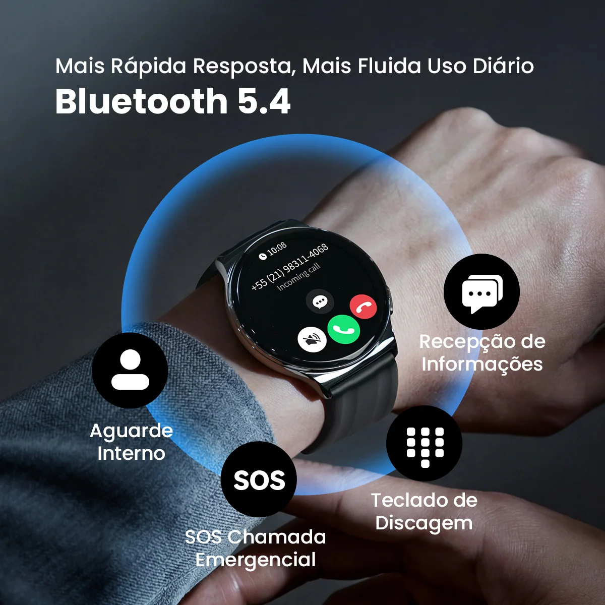 HAYLOU Solar Lite 2 Smartwatch 1.43 ''AMOLED Display 24h Monitoramento de Saúde Mais de 150 Modos Esportivos Chamadas de Voz Relógio Inteligente 1ATM - Imagem 4