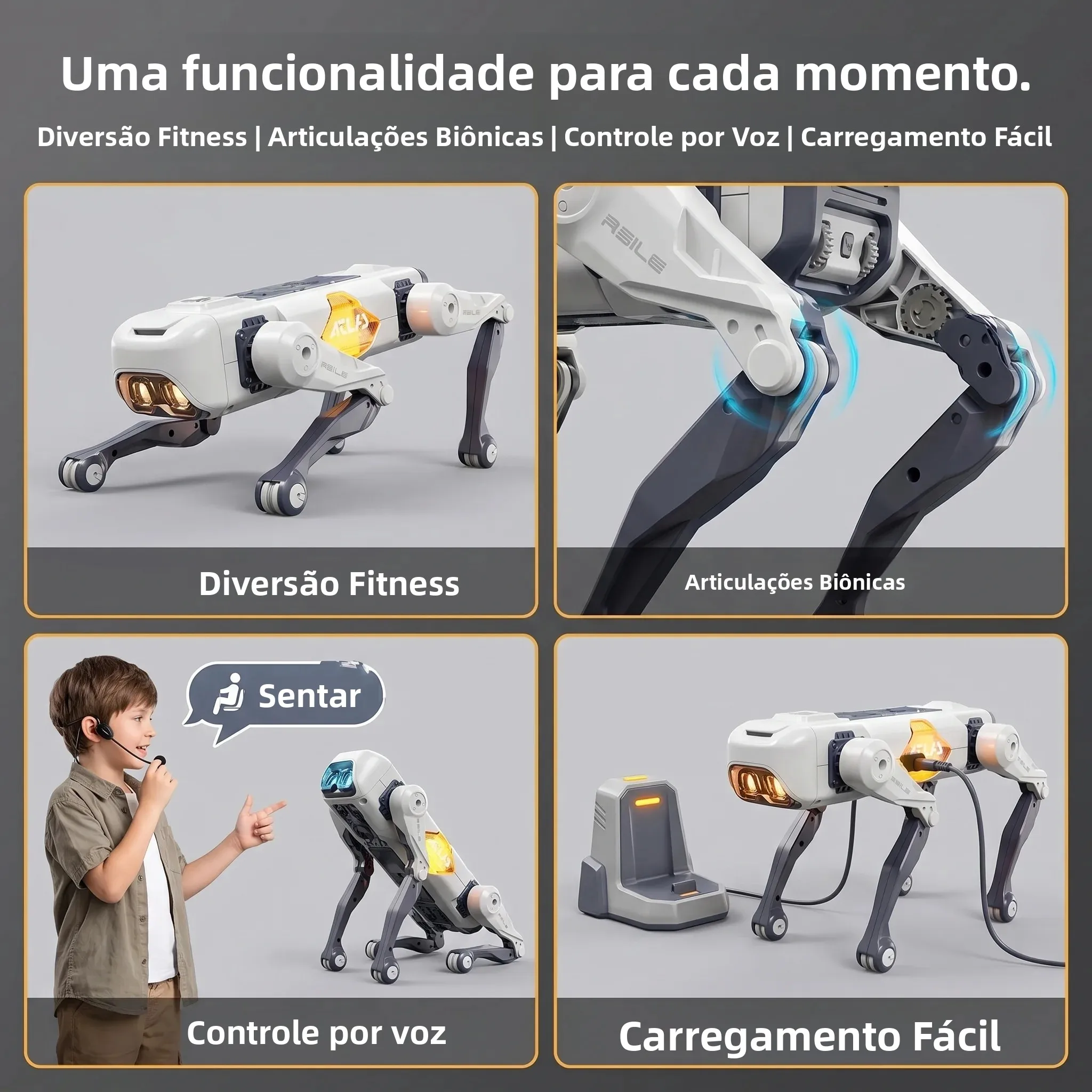 Cão Robô Inteligente com IA, Controle por Voz e APP, Programação, Dança, Canto, Bateria de 1200mAh para Presente e Companheiro Infantil - Imagem 6