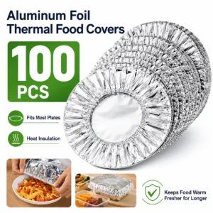 Tampas de Alumínio Reutilizáveis de Vários Tamanhos para Alimentos, Ecológicas, de Uso Fácil e Rápido, para Armazenamento de Tigelas e Pratos na Cozinha, Sem Sujeira, para Uso Doméstico