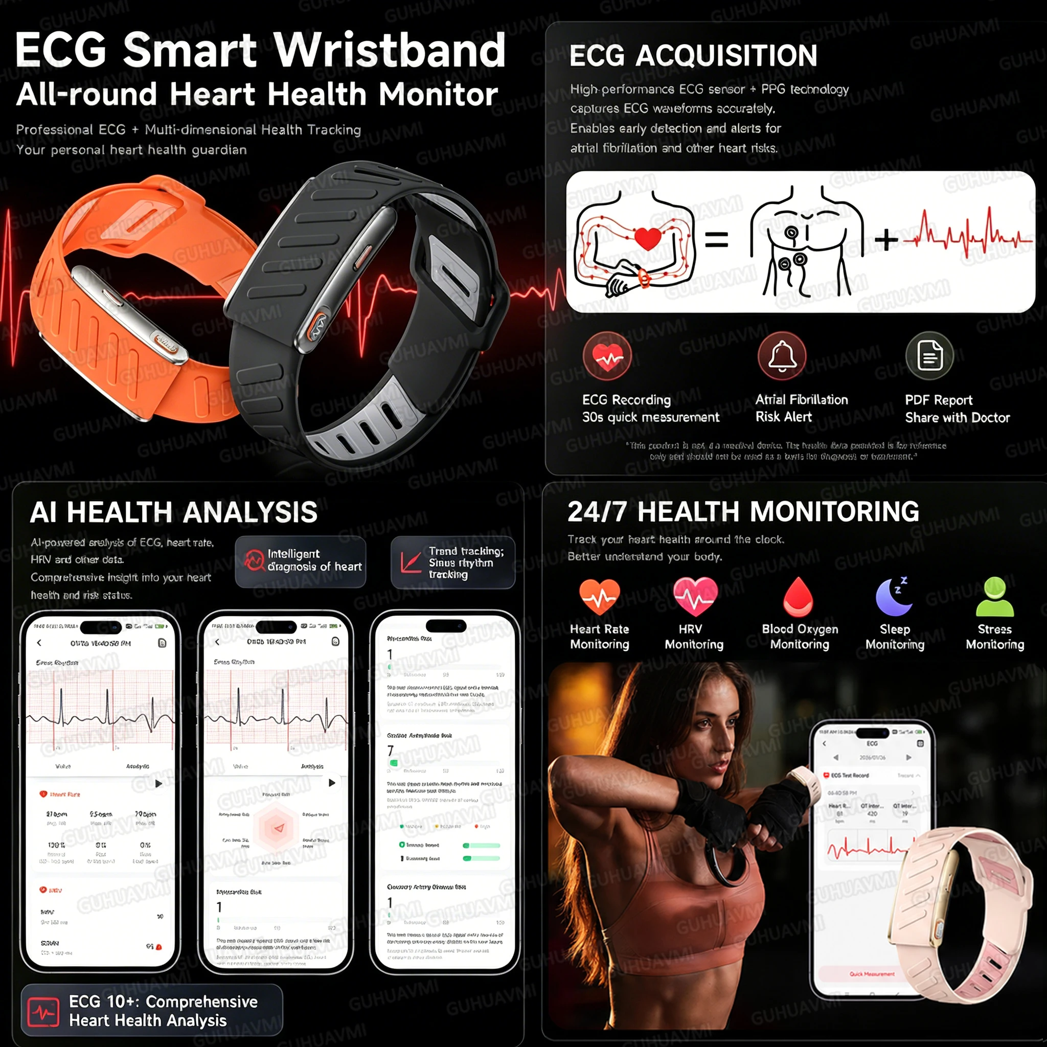 Pulseira inteligente sem tela, ip68, à prova d'água, rastreador de fitness, lembrete de chamadas, mais de 120 modos esportivos, pulseira de frequência cardíaca para homens e mulheres - Image 3
