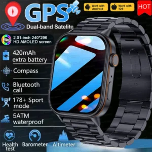 Novo Smartwatch GPS para Android e iOS, Outdoor, com Tela AMOLED HD de 2.01'', Bússola, Bateria de 420mAh, 178+ Modos Esportivos, Pulseira à Prova D'água, 2026