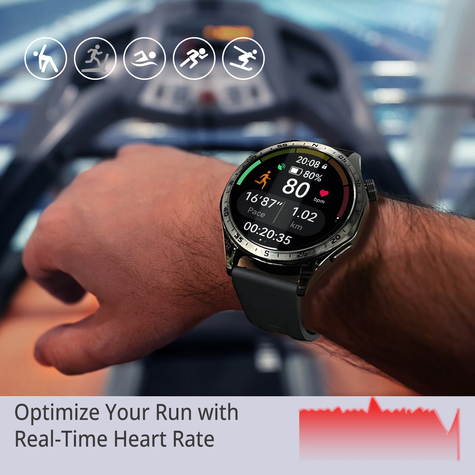 Smartwatch AIWR Peps 1R com tela HD AMOLED de 1,43 polegadas AI enfrenta chamadas Bluetooth 24/7 monitoramento 5ATM à prova d'água compatibilidade total - Imagem 4