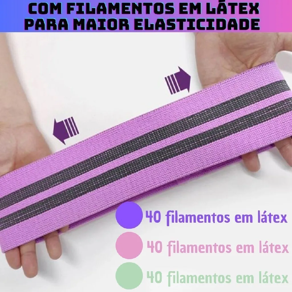 Kit Faixas De Resistência 3 Níveis Para Glúteos Pernas Elástico Antiderrapante Exercícios Diários Fitness - Imagem 6