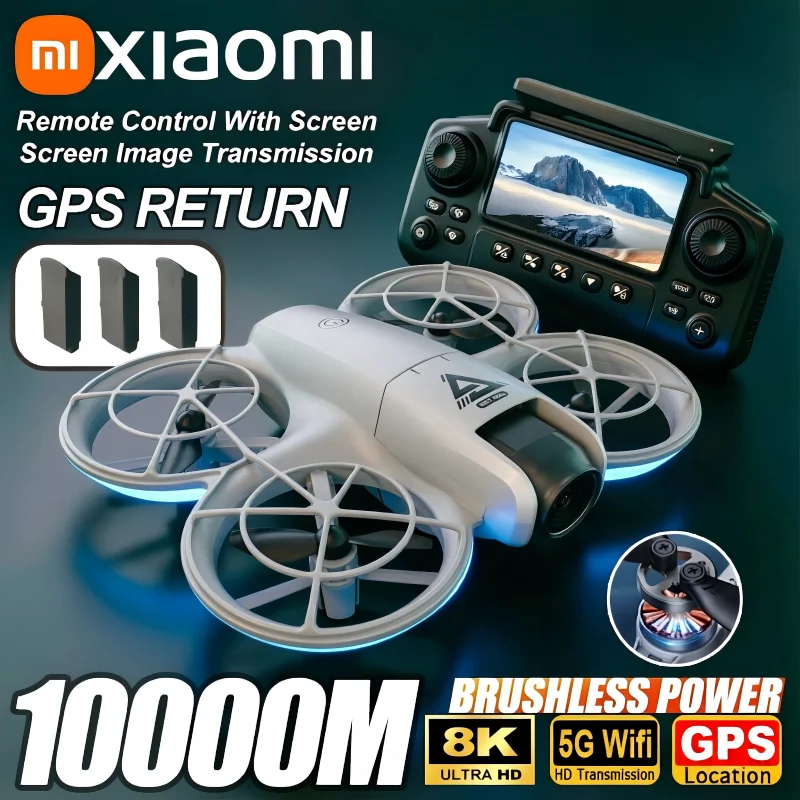 Drone Xiaomi E69 com Câmera HD 8K, Wi-Fi 5G, Controle Remoto com Tela, Desvio Inteligente de Obstáculos, GPS e Motor Brushless