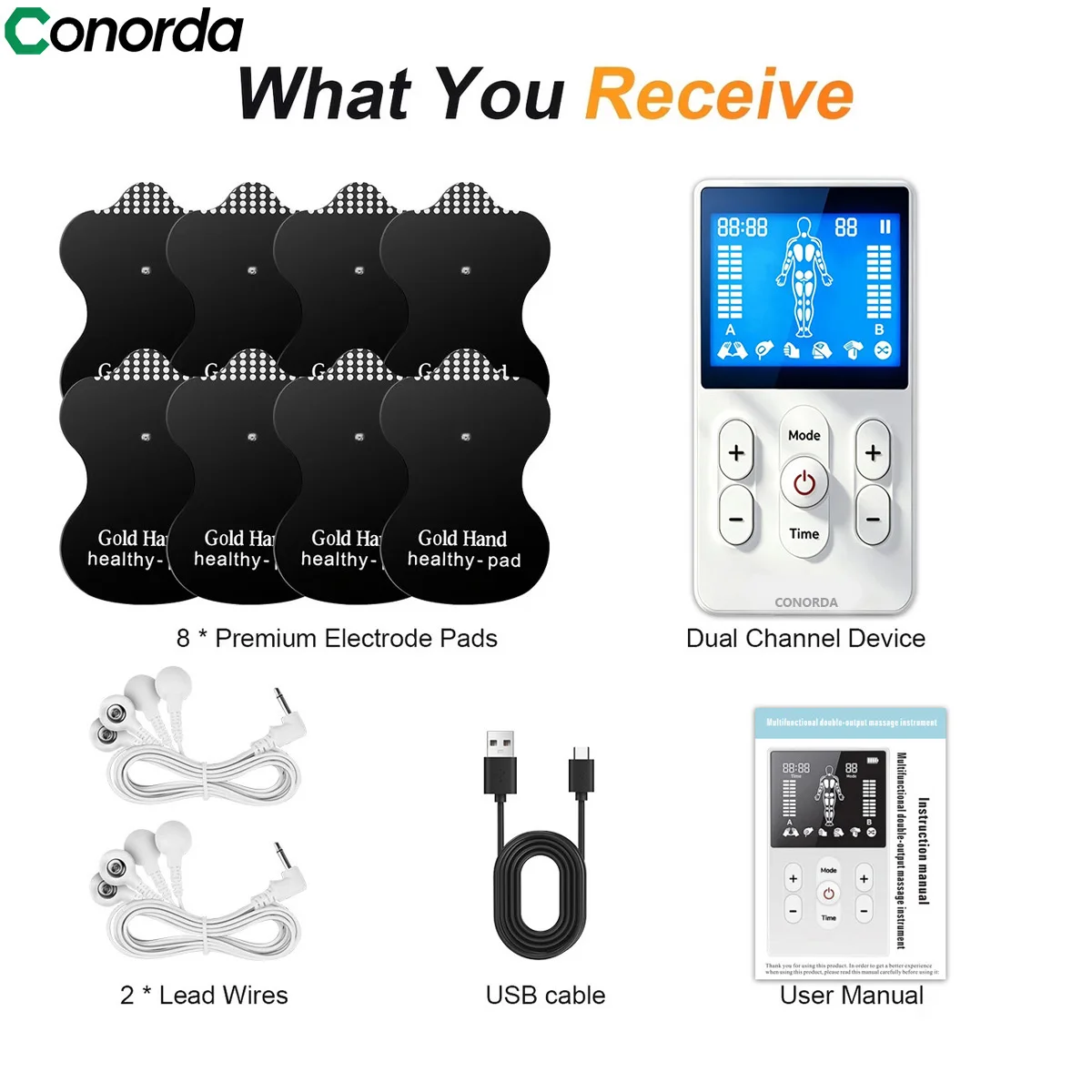 Estimulador Muscular TENS EMS, Máquina de Fisioterapia, Dispositivo de Tonificação Muscular, Massageador de Recuperação com Eletrodos para Alívio da Dor - Image 6
