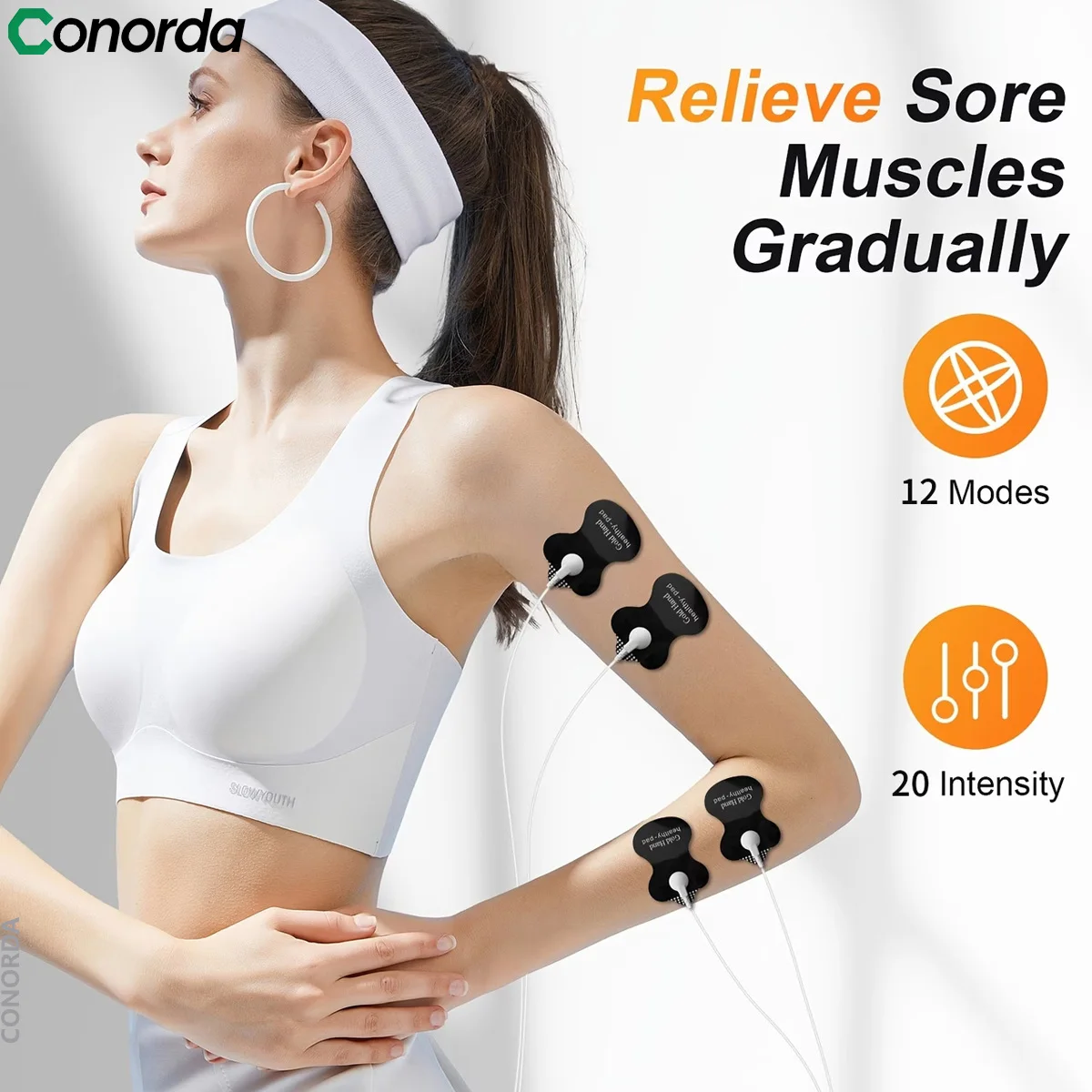 Estimulador Muscular TENS EMS, Máquina de Fisioterapia, Dispositivo de Tonificação Muscular, Massageador de Recuperação com Eletrodos para Alívio da Dor - Image 3