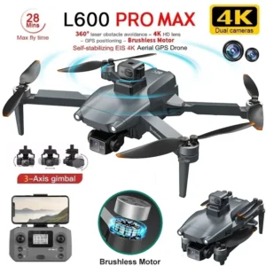 Drone L600 Pro Max 4k Gps Gimbal 3 Eixos Câmera Profissional