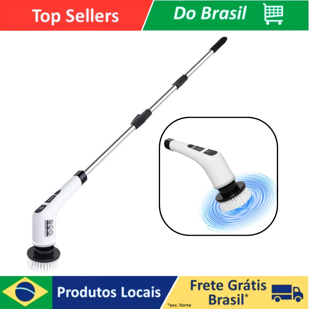 Escova De Limpeza Elétrica 9 Em 1 Mop Giratório Recarregável 25W