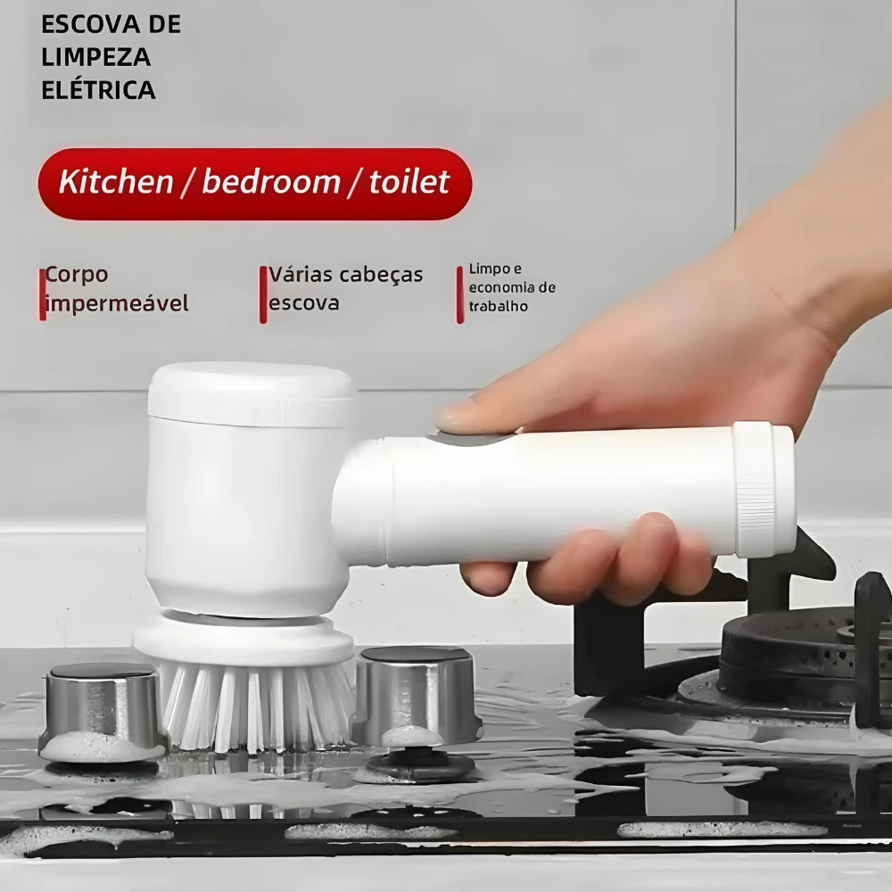 Escova De Limpeza Elétrica 5 Em 1 Sem Fio Recarregável Potente - Imagem 4