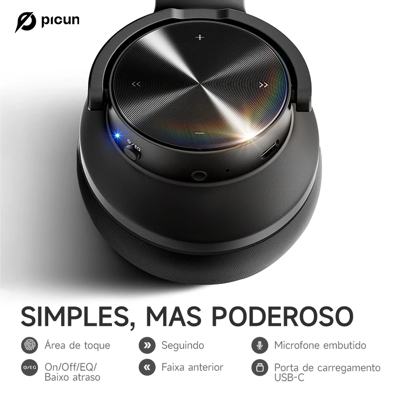 Picun B8 Bluetooth Headphones 120H Playtime Headset Wireless Bluetooth 3EQ Mode Low Latency Hands-Free Calls Over Ear Headphones - Imagem 6