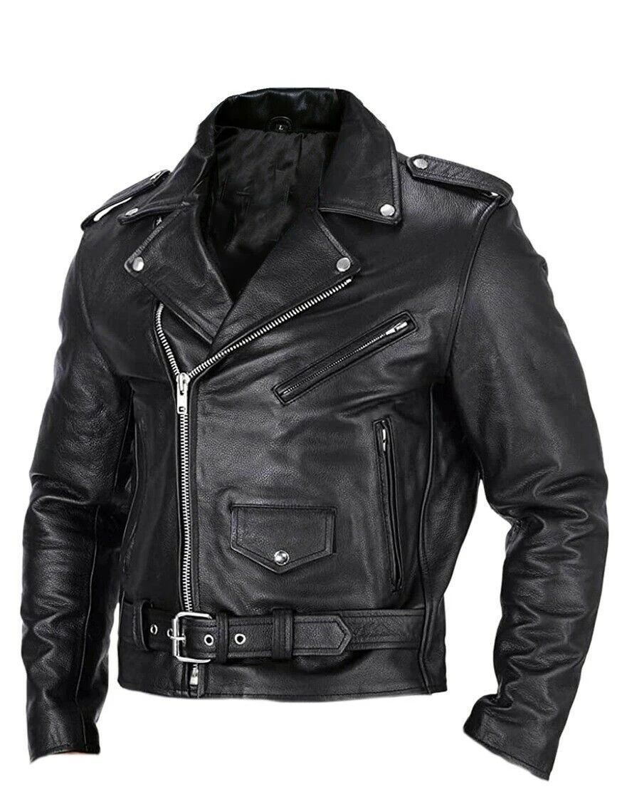 Jaqueta de Couro PU Masculina Slim Fit Motociclista com Gola