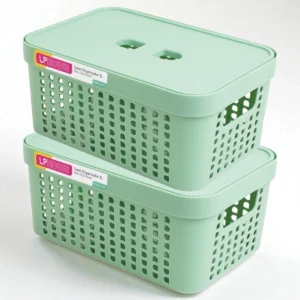 Kit 2 Caixas Organizadoras 4,5L com Tampa Empilhável Multiuso LP House