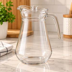 Jarra de Vidro 1,3 Litros com Tampa Transparente para Água e Suco