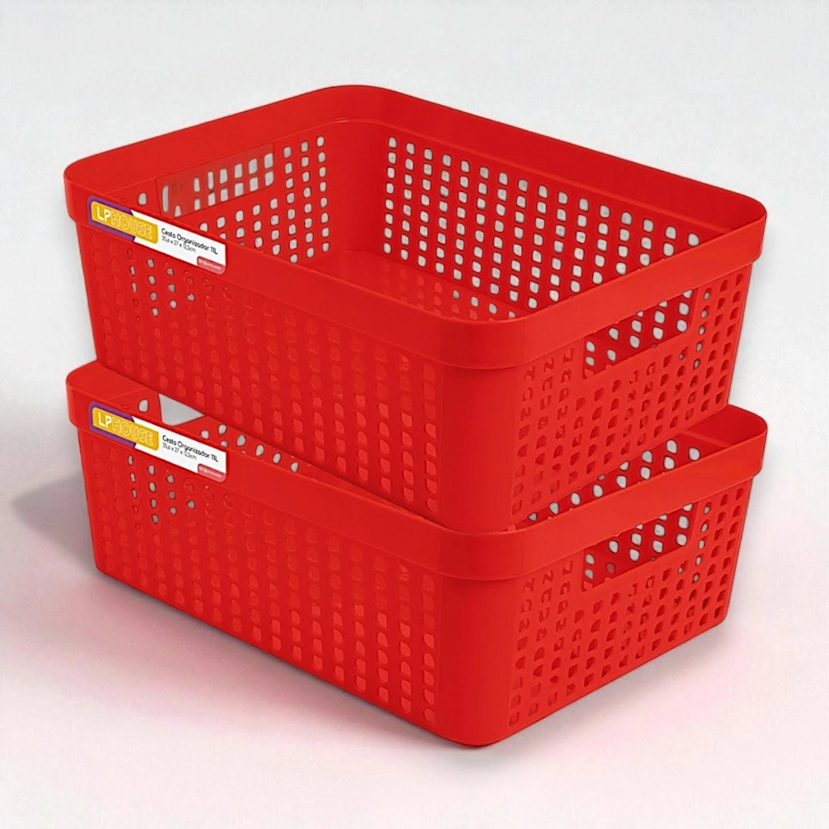 Kit 2 Cestos Organizadores 11L LP House Plástico Multiuso para Casa Escritório - Imagem 5