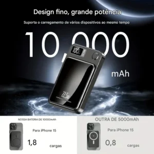 Carregador Portatil Power Bank 10000mah Indução Magnético