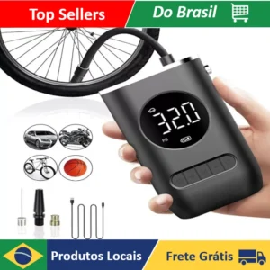 Mini Compressor De Ar Portátil Sem Fio Lanterna E Calibrador