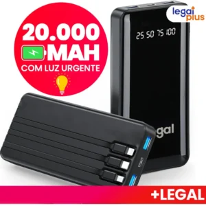 Carregador Portátil Power Bank 20000mah Com Lanterna Forte