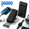 Power Bank 26000mah Carregador Portatil Com 4 Cabos Embutidos