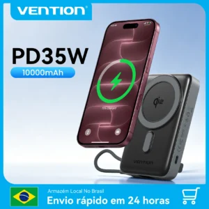 Carregador Portatil Power Bank Vention 10000mah 35w Qi2 Imã