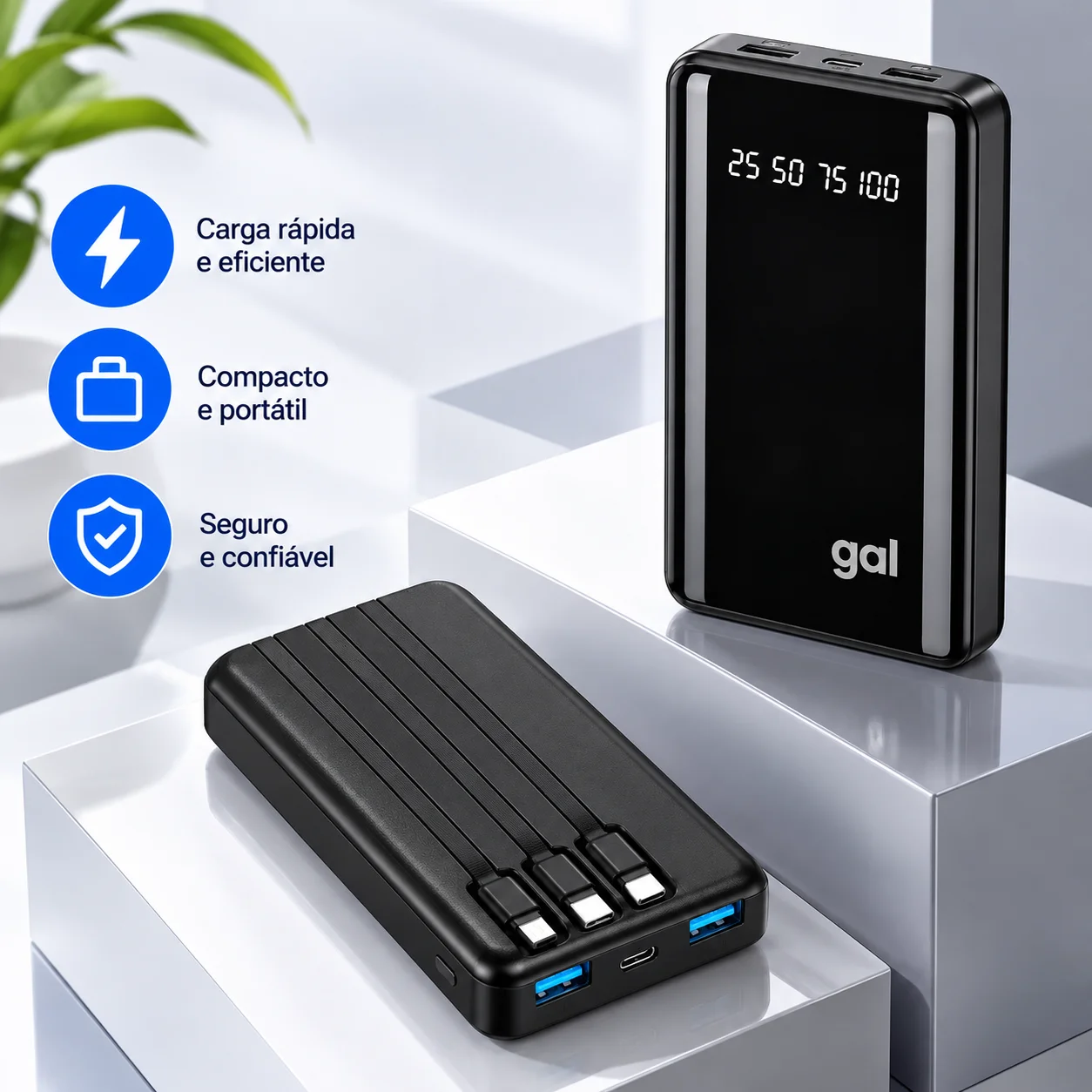 Carregador Portatil Power Bank 20000mah Lanterna Favo Mel - Imagem 5