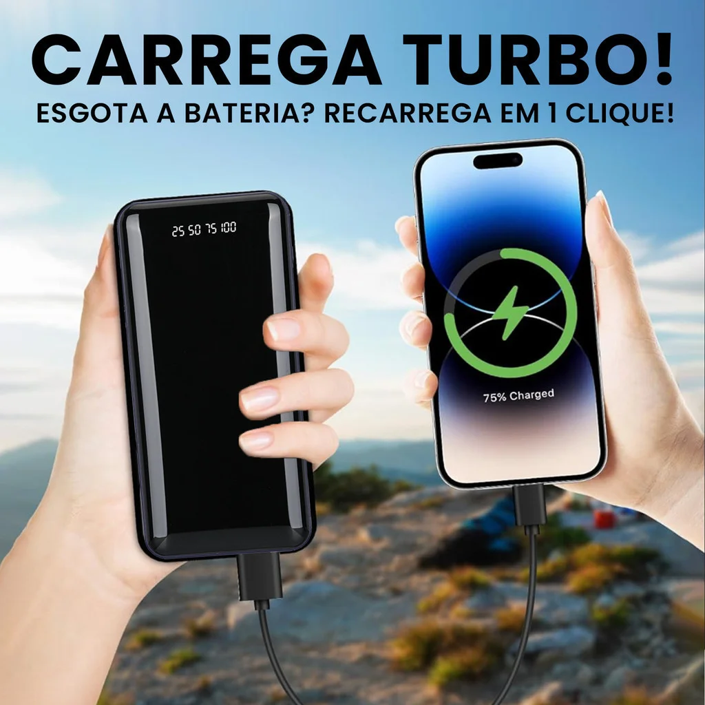 Carregador Portatil Power Bank 20000mah Lanterna Favo Mel - Imagem 3