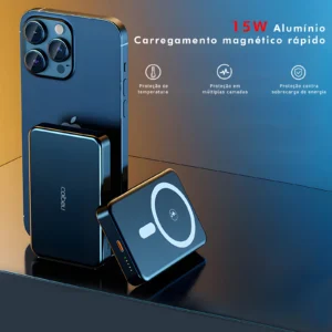 Carregador Portátil Magnético Power Bank Indução Por Aproximação