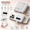 Carregador Portátil Power Bank 10.000mAh Cabo Embutido Carga Rápida